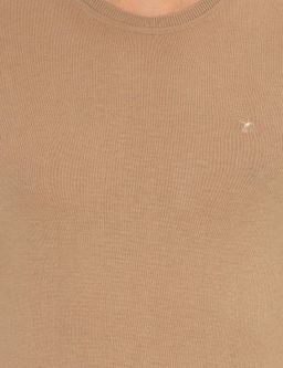 Bej Slim Fit Bisiklet Yaka Triko T-shirt