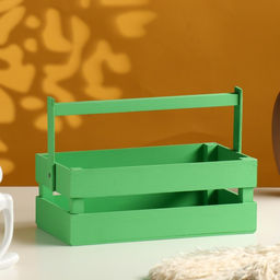 Кашпо деревянное 24.513.59 см Двушка Лайт, двухреечное, зелёный Дарим Красиво