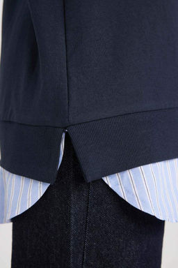 Толстовка-туника стандартного кроя с круглым вырезом - Defacto фото 5