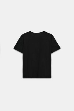 CAMISETA BORDADOS ALGOD?N / Negro - Zara фото 5