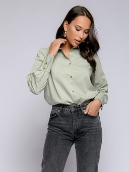 Рубашка фисташкового цвета удлиненная