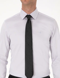 Gri %100 Pamuk Slim Fit Uzun Kollu Basic G_mlek