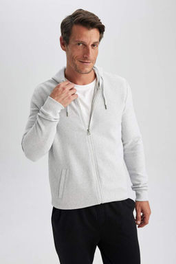 Толстовка обычного кроя на молнии с капюшоном - Defacto фото 5