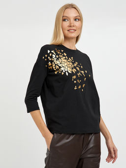 футболка женская черная с принтом - Glenfield фото 2