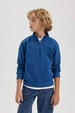 Новый свитшот стандартного кроя для мальчиков с полуводолазкой - Defacto фото 4