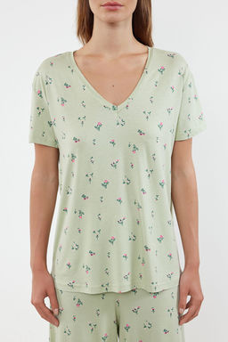 Trendyolmilla Pudra-Cok Renkli Cicekli Orme Pijama Tak?m? THMSS24PT00231 фото 16