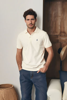 TRENDYOL MAN Tas Regular K?sa Kol Dokulu %100 Pamuk Polo Yaka T-shirt TMNSS23PO00031