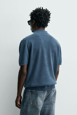 POLO PUNTO ESTRUCTURA LAVADA / ?ndigo claro - Zara фото 3