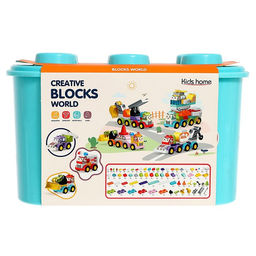 Конструктор в кейсе «Транспорт с глазками», 2 варианта сборки, 150 деталей, бирюзовый ящик