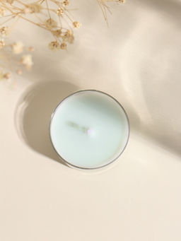 Цена за 3 шт. Чайная свеча ароматическая «Круглая» светло-голубая, древесный, 3.8×3.8×1.8 см