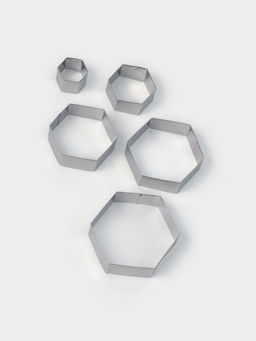 Формы печенья Доляна Шестиугольник, набор 5 шт., 9.6?8.3?2.5 см, нержавеющая сталь, серебристые