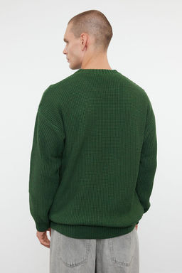TRENDYOL MAN Indigo Oversize Bisiklet Yaka Dokulu Kazak TMNAW24KZ00032 - Trendyolmilla фото 28