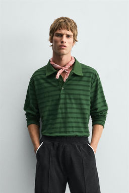 STRIPED JACQUARD TOWELLING POLO SHIRT - Zara фото 2