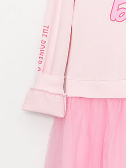 Bisiklet Yaka Barbie Bask?l? Uzun Kollu K?z ?ocuk Elbise - Waikiki фото 3