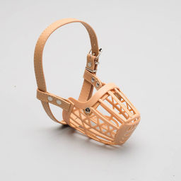 Намордник пластиковый №3 с ошейником из эко кожи ОМ 24 см ДН 8 см ОШ 39-52 см - Пижон фото 4