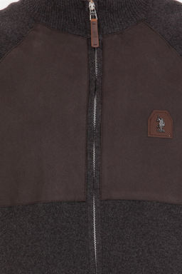 U. S. Polo Assn / Мужской трикотажный кардиган антрацитового меланжевого цвета - U.s. polo assn фото 12