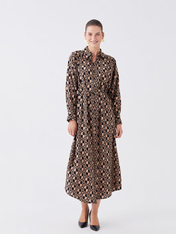 Desenli Uzun Kollu Kad?n G?mlek Elbise