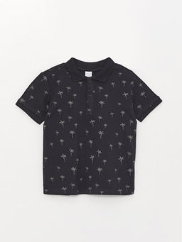 Polo Yaka K?sa Kollu Bask?l? Erkek Bebek Ti??rt