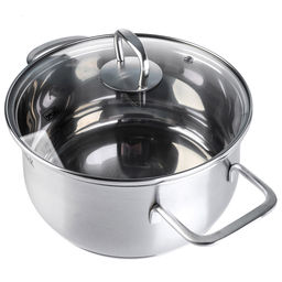 Набор кастрюль из нержавеющей стали Бригг 3 штуки: 2,2л - д18см, h9см, 3,2л - д20см, h10,5см, 5,2л - д24см, h11,5см, s0,5мм, дно s2,7мм, полировка матовая снаружи, зеркальная внутри, стеклянная жаропрочная крышка, стальной обод, пароотвод, ручки с - Домашняя мода фото 2