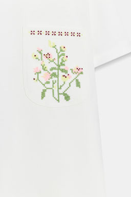 CAMISETA BOLSILLOS BORDADO / Blanco - Zara фото 9
