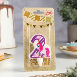 Свеча в торт Единорог, цифра 2, фиолетовая, 6,5 см - Страна карнавалия фото 2