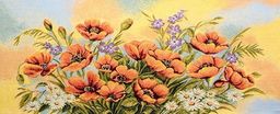 Букет алые маки - гобеленовая картина 50х115 см