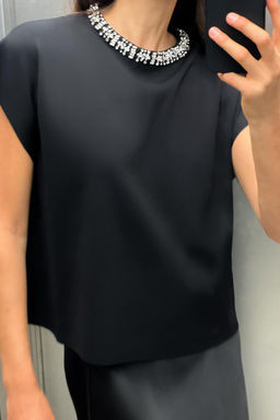 PLAIN KNIT TOP WITH RHINESTONE BEADS - Zara фото 16