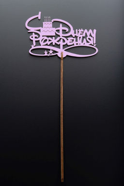 Топпер 5 шт "С Днем Рождения" №15, розовый, фанера (120*47*4 мм)