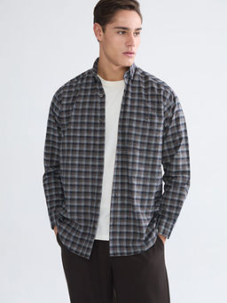 Regular Fit Uzun Kollu Ekose Gabardin Erkek G?mlek