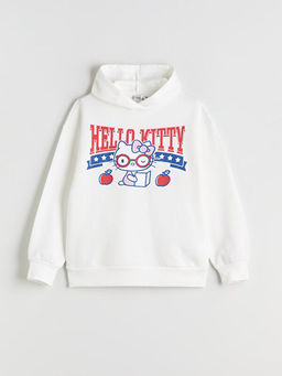 Kap??onlu Hello Kitty Bask?l? K?z ?ocuk Sweatshirt