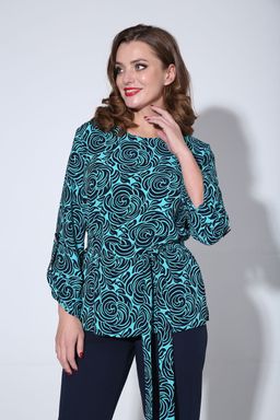 Блуза Liona Style 811Б бирюза принт