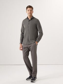 Regular Fit Uzun Kollu Ekose Gabardin Erkek G?mlek