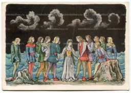 Открытка иллюстрация к произведению Г.Х. Андерсена Дикие лебеди художник В. Конашевич