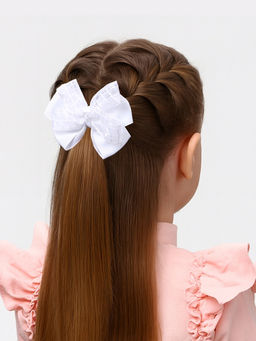 Цена за 6 шт. Бант для волос на резинке «Школьница», клеточка, 9 см, белый