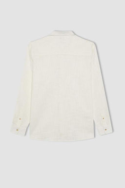 Хлопковая рубашка с длинными рукавами и воротником поло стандартного кроя - Defacto фото 9