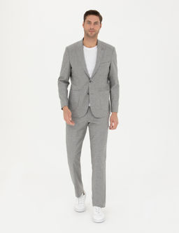 Gri Slim Fit Y_n Kar___ml_ Tak_m Elbise