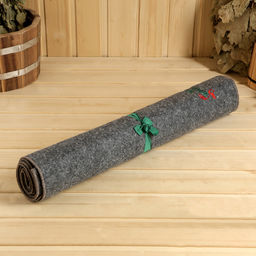 Коврик - лежак для бани и сауны с вышивкой «Банный рай», 180×60 см, экофетр, войлок, тёмный, «Добропаровъ»