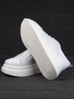 05-PDE36-1 WHITE Кроссовки женские (натуральная кожа)