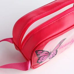 Косметичка на молнии для бассейна, с ручкой, с принтом Бабочка, малиновая - Simaland фото 3