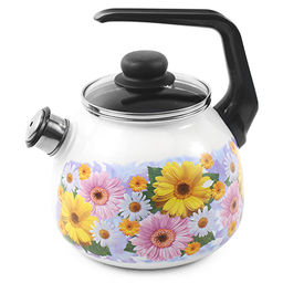 "Fernanda" Чайник эмалированный 3л, д12,5см, h16см, со свистком, сферическая форма, белый (Россия)