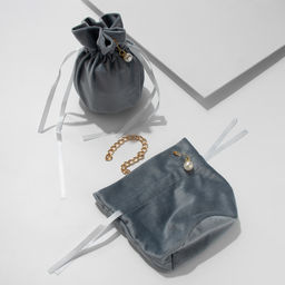 Цена за 10 шт. Мешочек бархатный с бусиной, 13x15см, цвет серый - Simaland фото 4