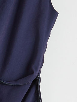 D?k?ml? Yaka Modal Kar???ml? Asimetrik Kesim Bluz