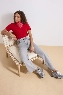 TRENDYOLMILLA Gri Yuksek Bel Wide Leg Jeans TWOAW25JE00178  фото 7
