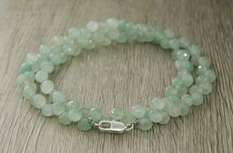 Нефрит (Жадеит) Индия, 6мм капли гранёные, "Капель" бусы 49см