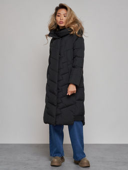 Пальто утепленное молодежное зимнее женское черного цвета 52355Ch - Holdluck фото 18