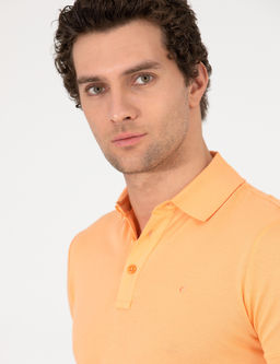 Turuncu Polo Yaka Slim Fit Basic Merserize T-shirt
