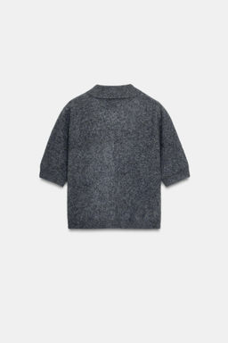 100% WOOL SHORT SLEEVE POLO CARDIGAN - Zara фото 6