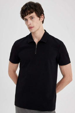 Regular Fit Fermuarl? K?sa Kollu Polo Tisort - Defacto фото 2