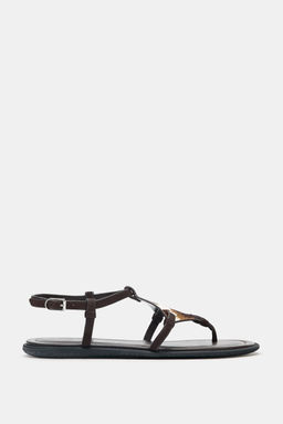 ANIMAL PRINT LEATHER AND SHEEPSKIN SANDALS - Zara фото 7