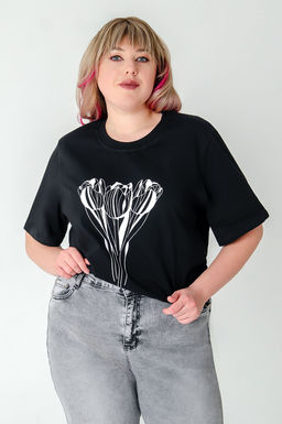 Арт. 3-1152 Футболка женская 50-58 (5 шт) Цвет:черный